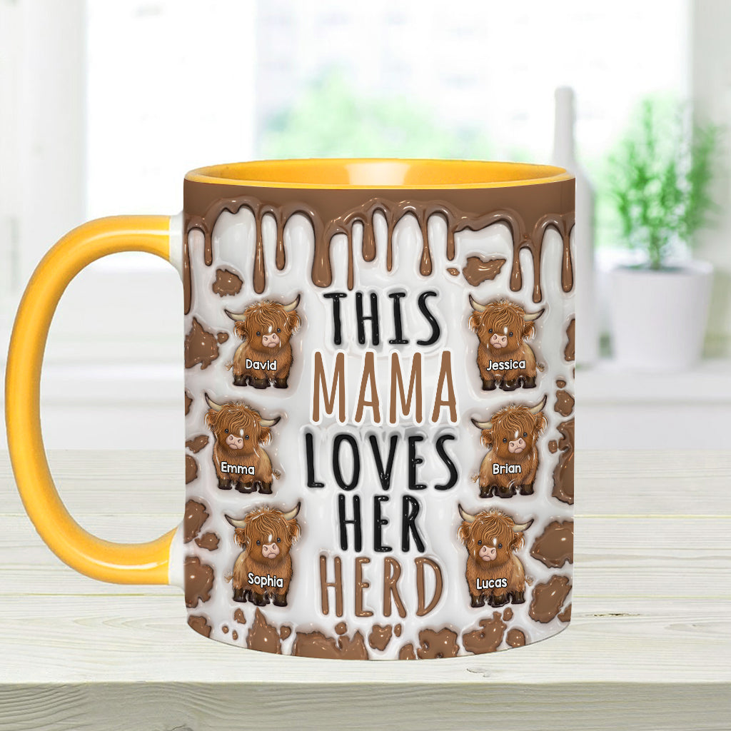 This Mama Loves Her Herd - Personalized Highland Cow Accent Mug