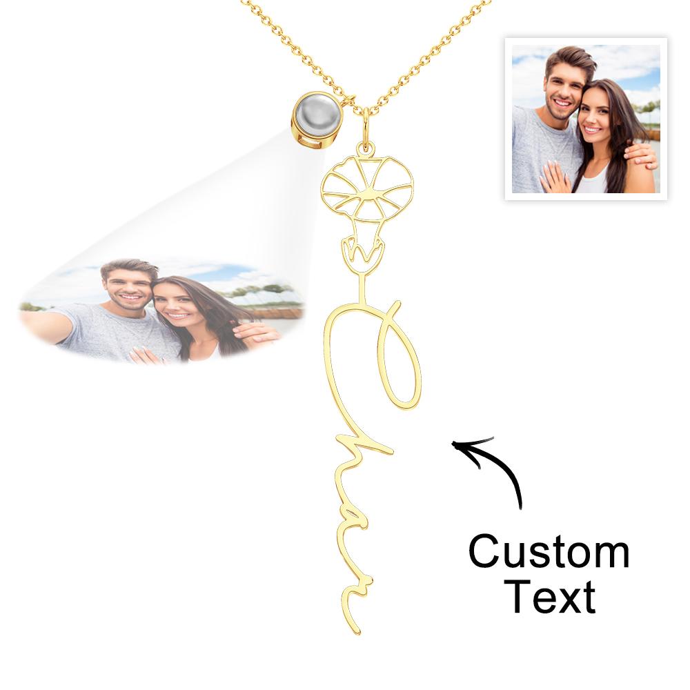 Birth Flower Photo Projection Charm - gift for anyone, who lost a loved one - Personalized Birth Flower Photo Projection Charm