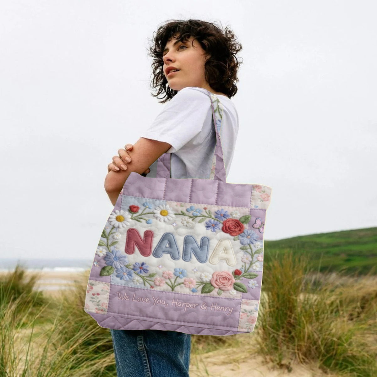 Custom Any Title - Personalized Mother Quilted Tote Bag