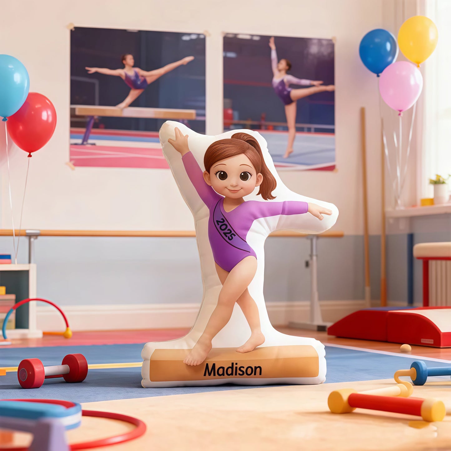 Personalized Shaped Pillow for Gymnast Girl – Cute Cartoon Design, Cozy Support & Unique Gift for Little Athletes