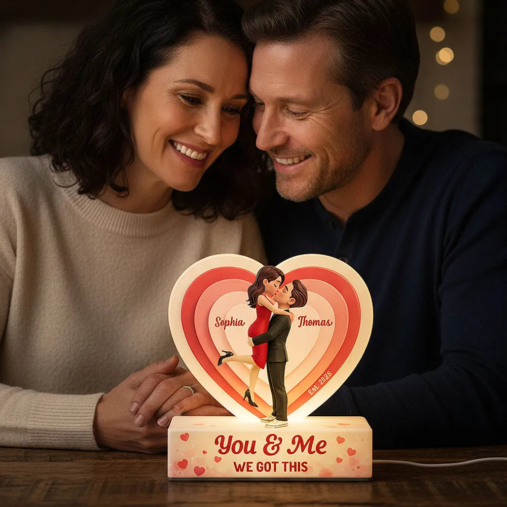 Acrylic Light Box You & Me Love Night Light With Warm Heart Design Unique Creative Gift For Couple Anniversary Or Valentine's Day
