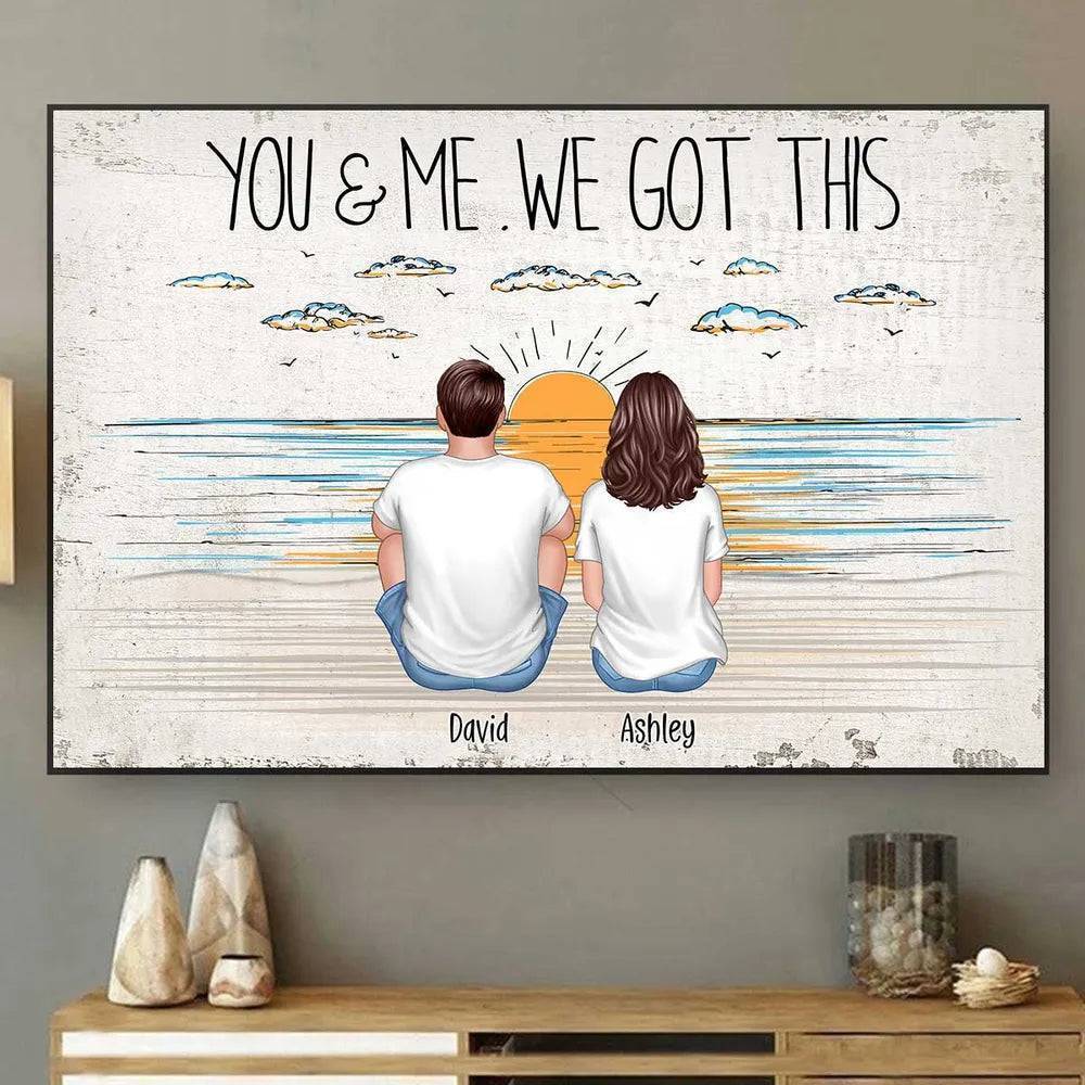 You Me And The Dogs Beach Outline Personalized Ornament or Poster or Canvas or Plaque or Pillow