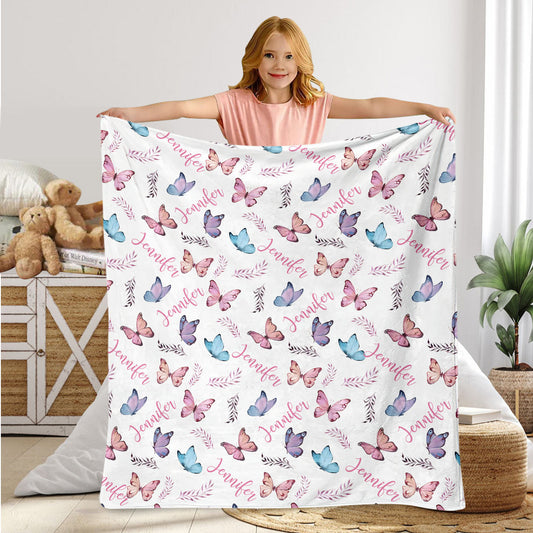 Butterfly Custom Name - Personalized Daughter Blanket