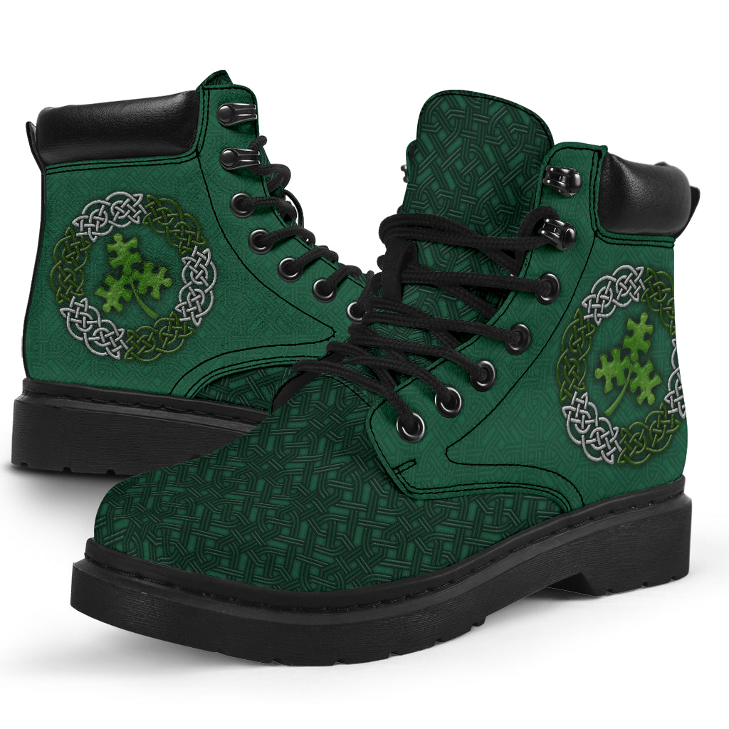 Clover Puzzle Celtic Autism Awareness All Season Boots 0622