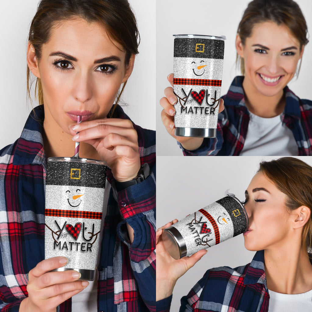 You Matter - Teacher Tumbler With Faux Glitter Print 0622