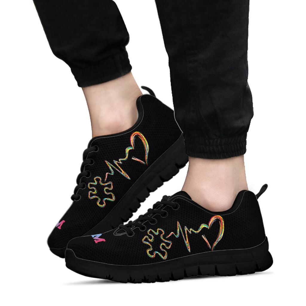 Puzzle Piece Heart Beat Autism Awareness Sneakers 0622