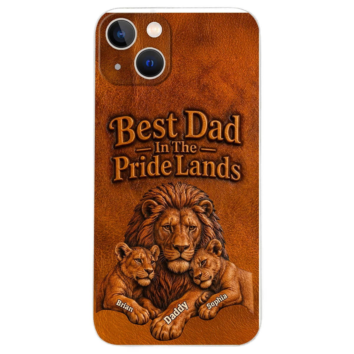 Papa Lion - Personalized Father 3D Embossed Leather Phone Case