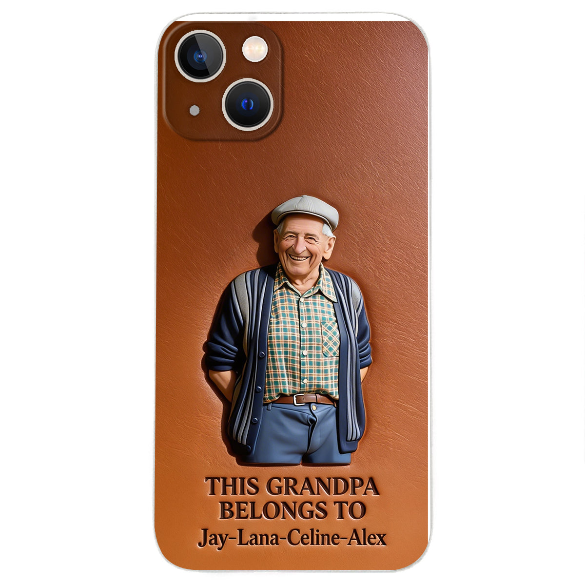 Together Always Case - Personalized Grandpa 3D Embossed Leather Phone Case