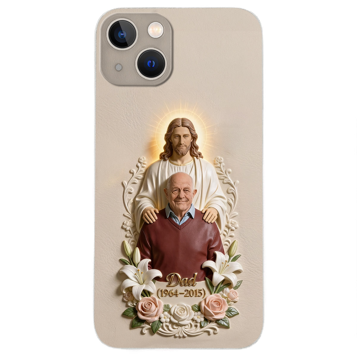 Memorial Gift Idea, Gift for Lost of Loved Ones - Personalized Memorial 3D Embossed Leather Phone Case