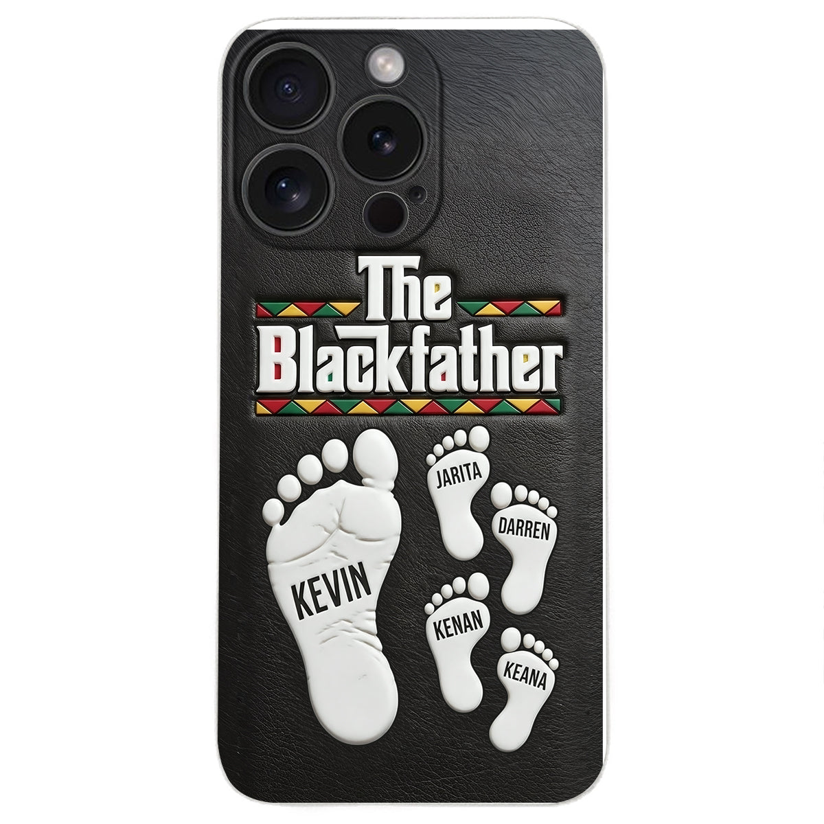 The Blackfather - Personalized Father 3D Embossed Leather Phone Case