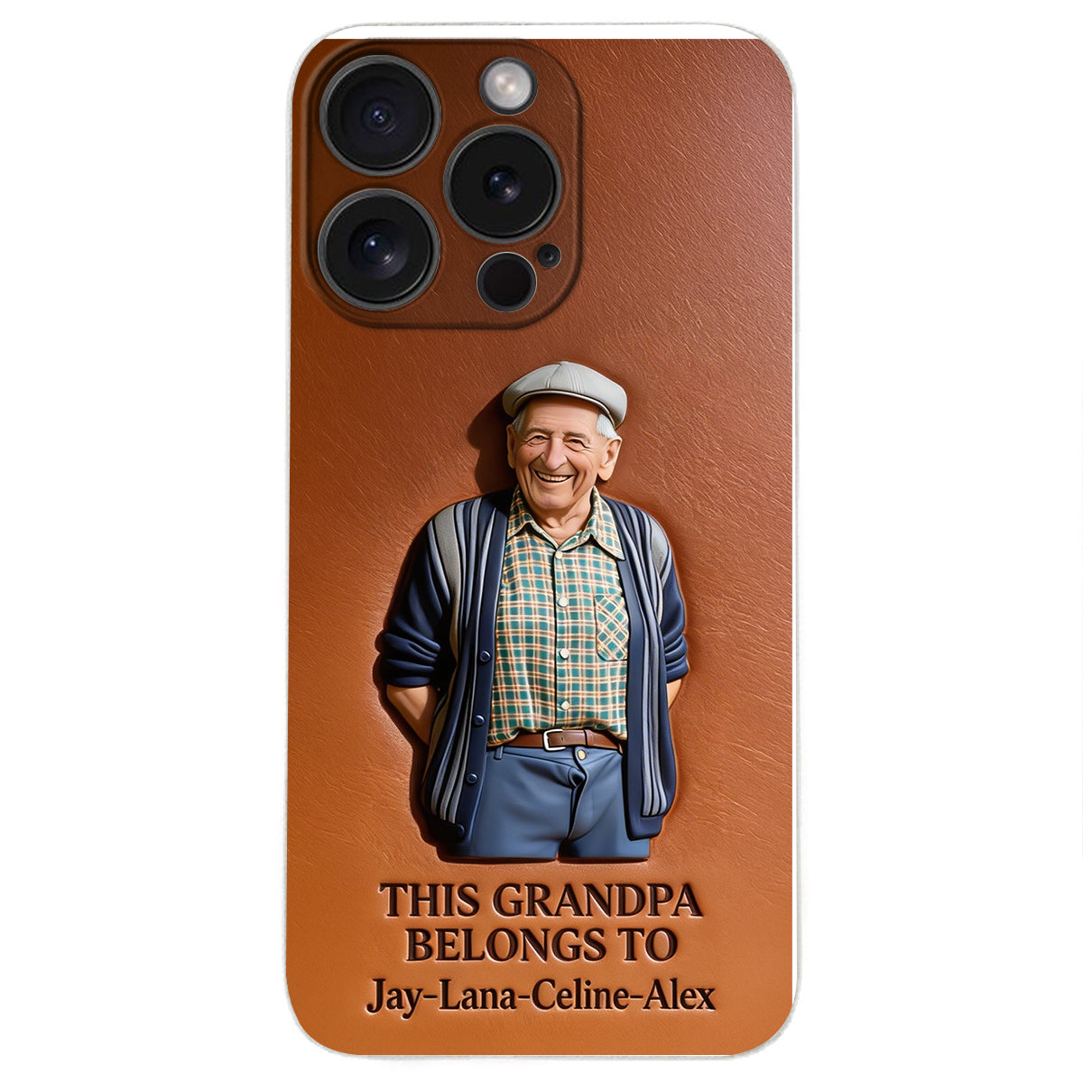 Together Always Case - Personalized Grandpa 3D Embossed Leather Phone Case