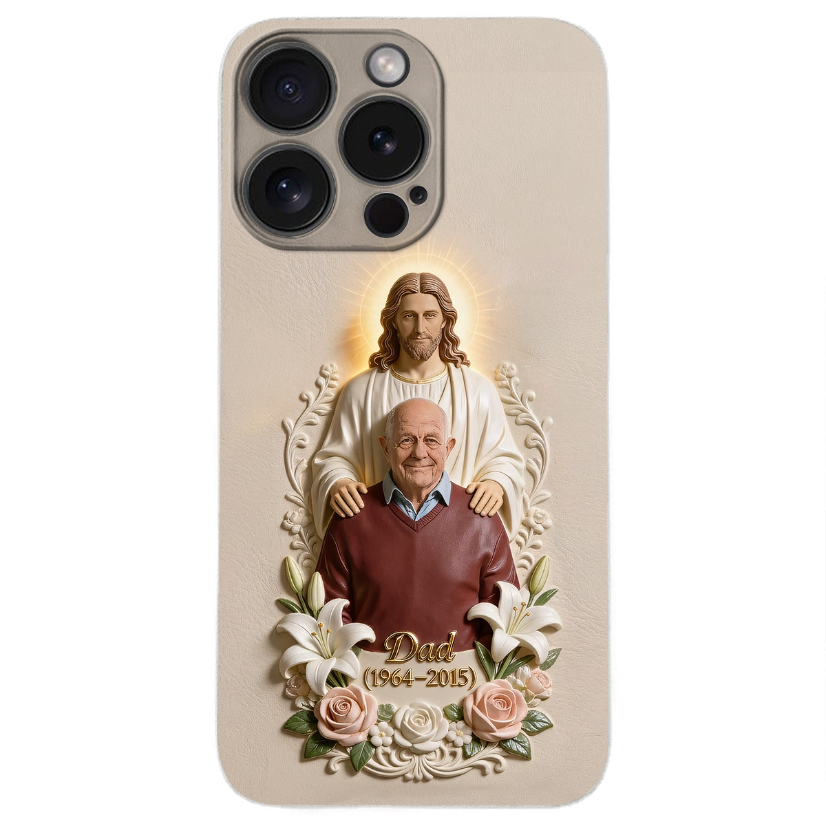 Memorial Gift Idea, Gift for Lost of Loved Ones - Personalized Memorial 3D Embossed Leather Phone Case