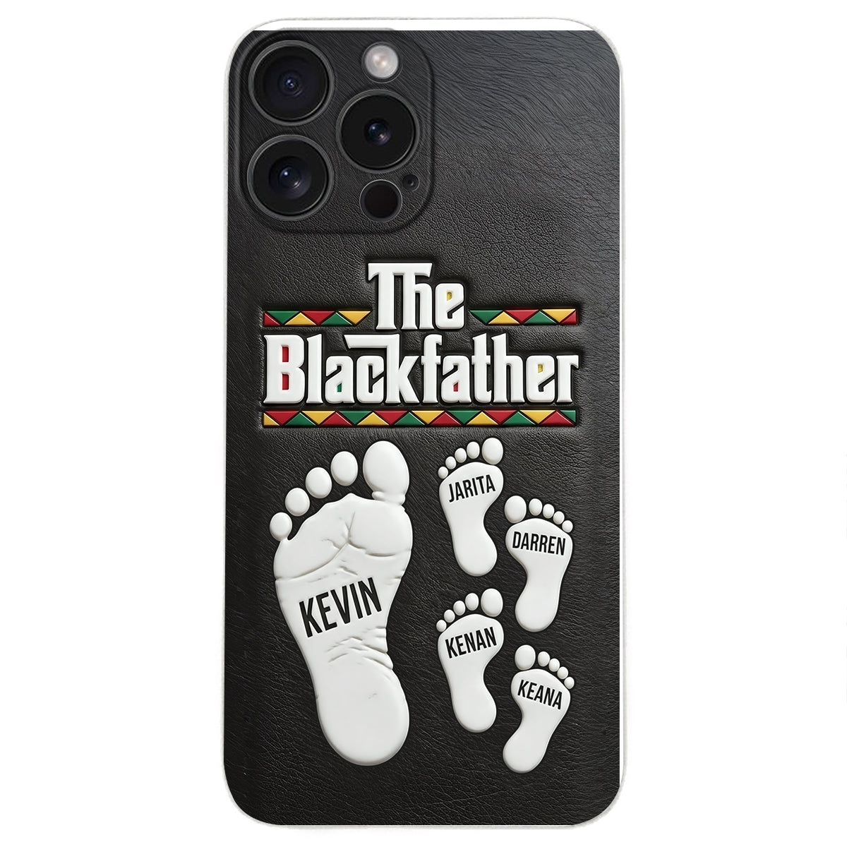 The Blackfather - Personalized Father 3D Embossed Leather Phone Case