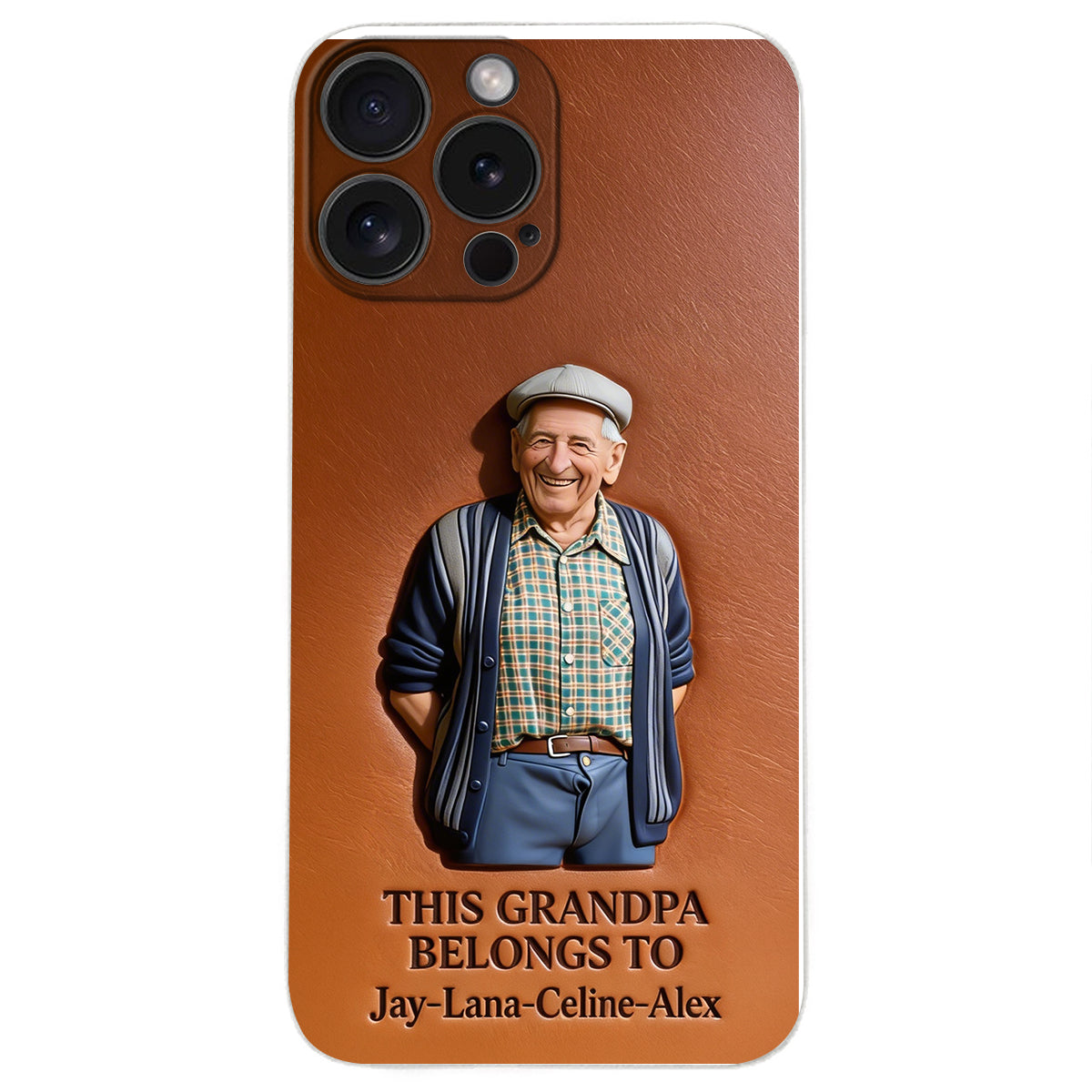 Together Always Case - Personalized Grandpa 3D Embossed Leather Phone Case