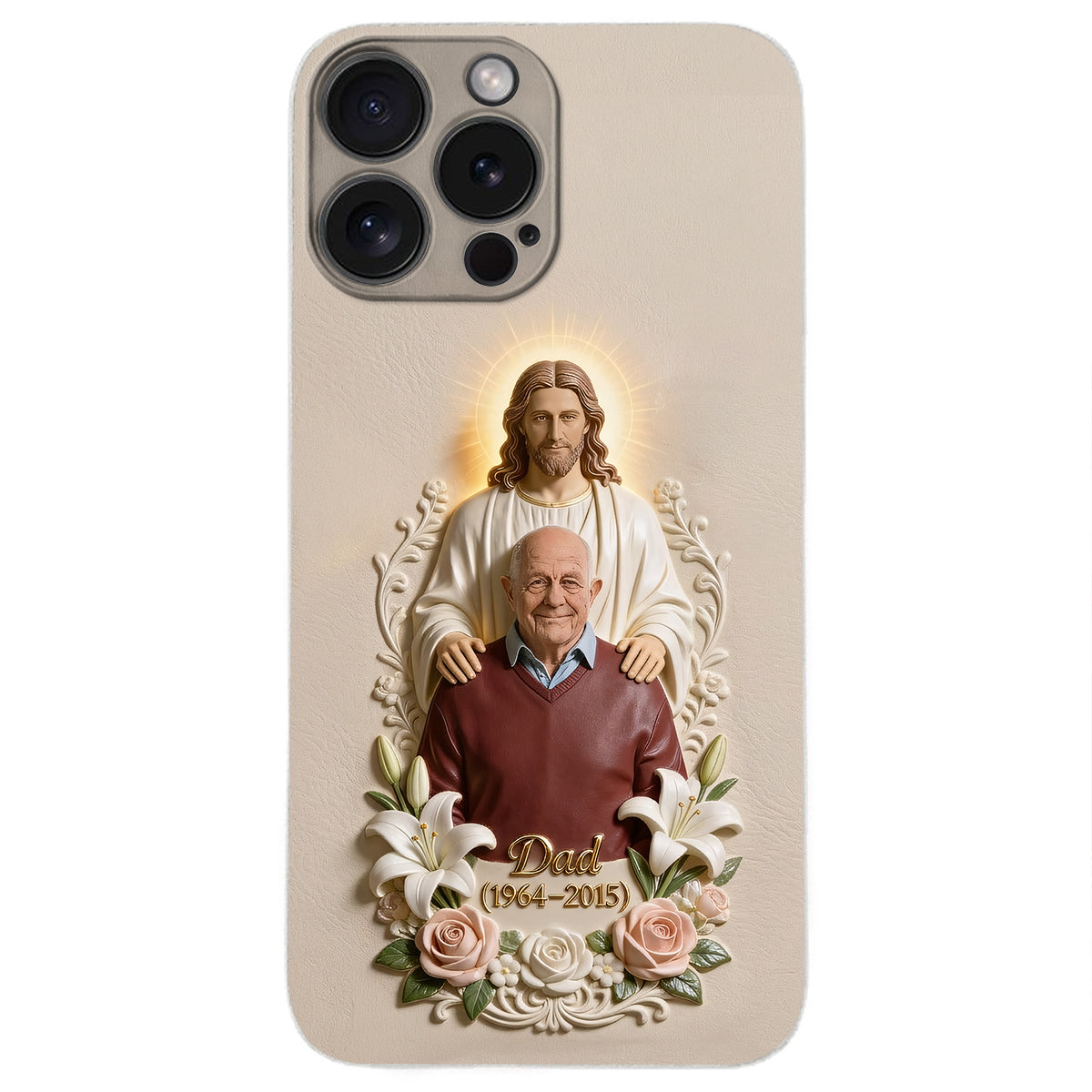 Memorial Gift Idea, Gift for Lost of Loved Ones - Personalized Memorial 3D Embossed Leather Phone Case