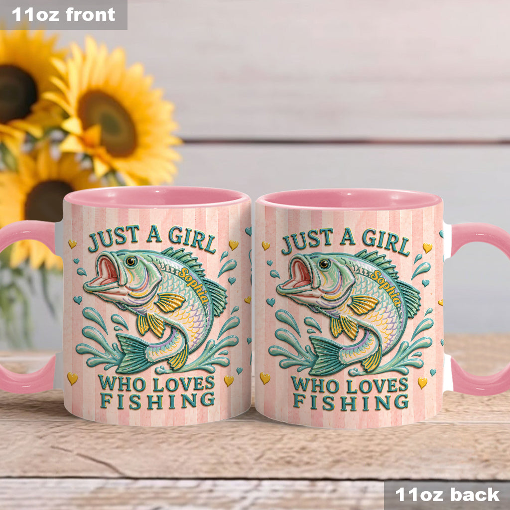 Just A Girl Who Loves Fishing - Personalized Fishing Accent Mug With Gift Box