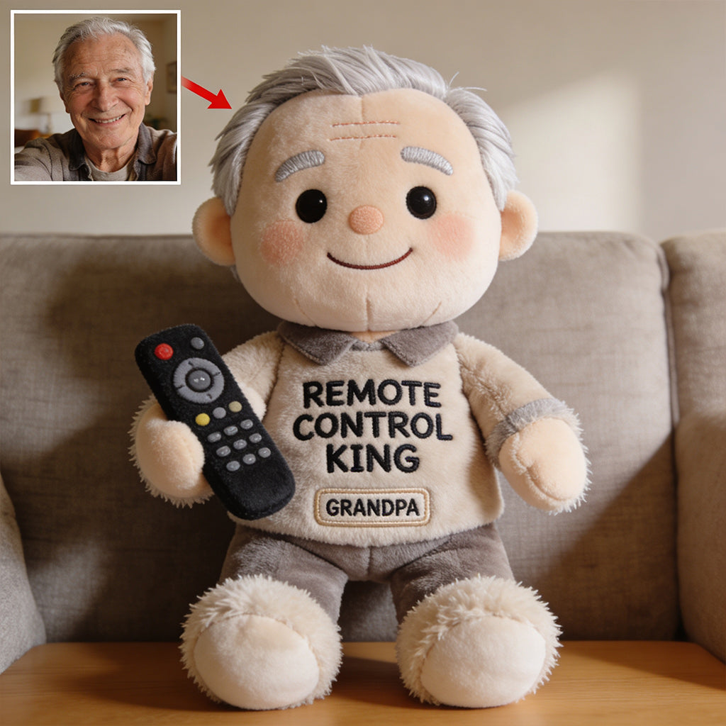 Funny Dad Papa Gift - Remote Control King - Personalized Father Premium Faux Fur Pillow