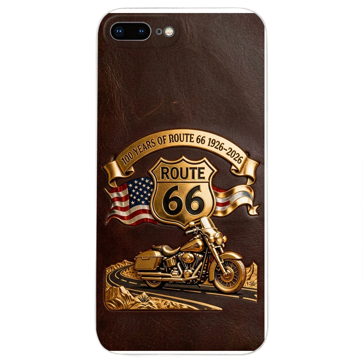 100 Years Of Route Personalized Gifts For Bikers - Personalized Biker 3D Embossed Leather Phone Case