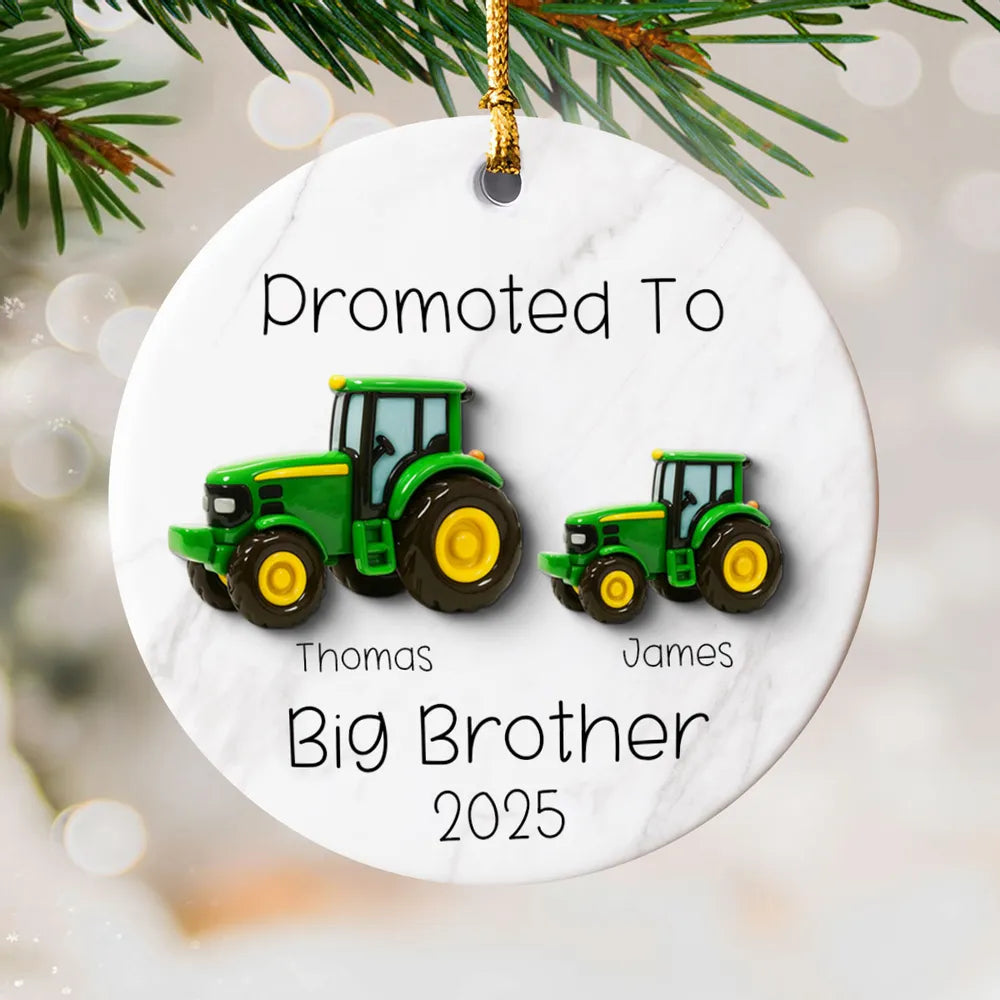Big Brother Promotion Ornament with Tractor Theme – Meaningful Farm Gift for Family Christmas Celebration