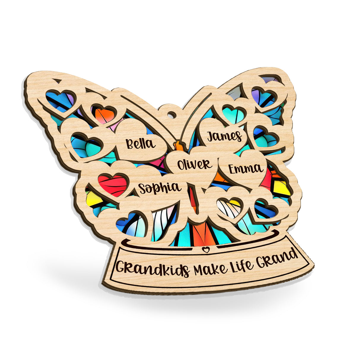 Grandma Mom Heart Butterfly - Personalized Grandma Suncatcher