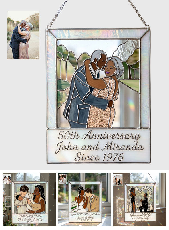 Keep All Moments - Personalized Couple 3D Printed Glass Suncatcher