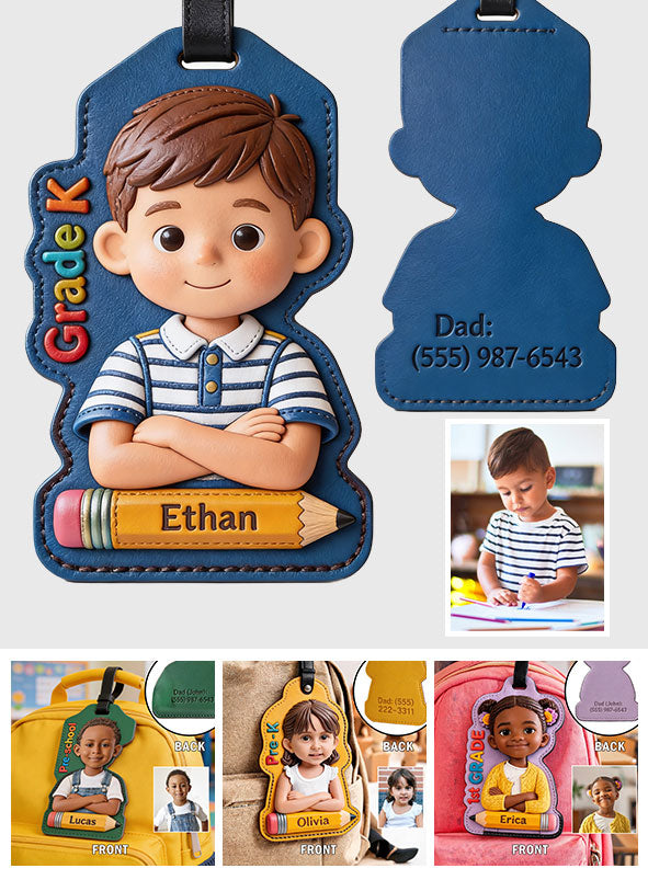 Back To School Custom From Photo - Personalized Kid Luggage Tag