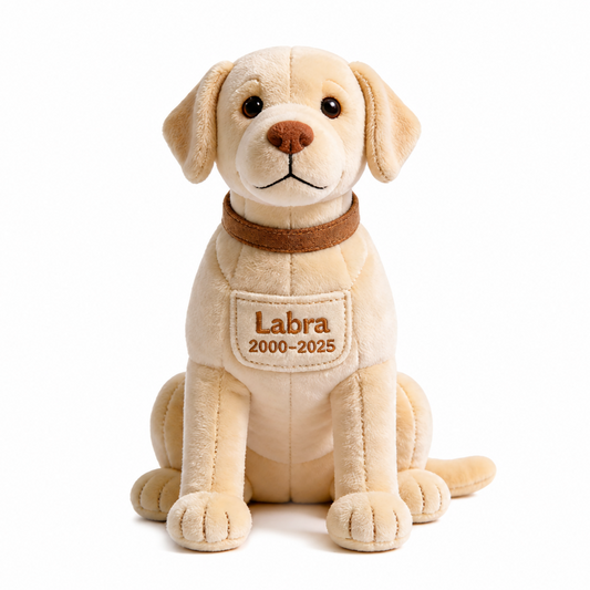 Custom Pet Memorial Labrador Faux Fur Shaped Pillow - Personalized Dog Loss Remembrance Stuffed Animal, Sympathy Keepsake Gift for Pet Bereavement