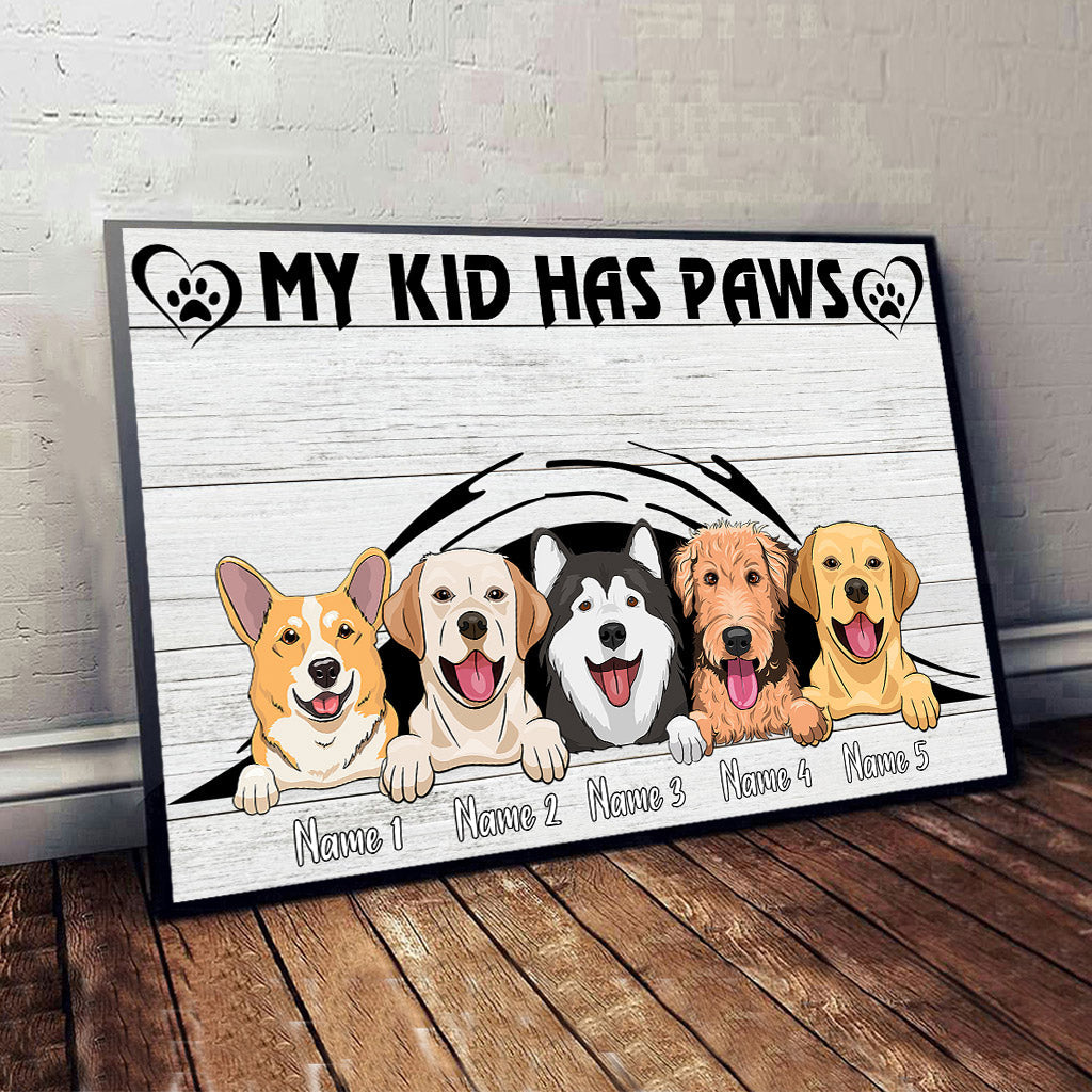 My Kids Have Paws - Personalized Dog Canvas And Poster