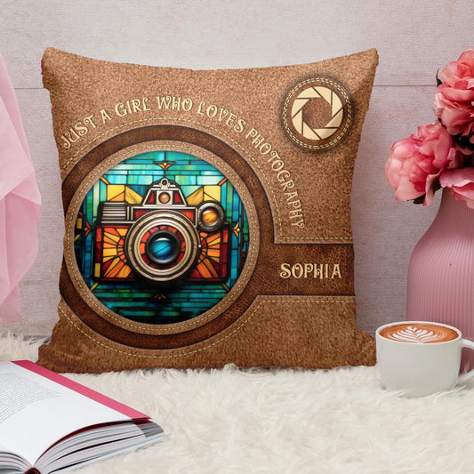 Just A Girl Who Loves Photography - Personalized Photography Throw Pillow