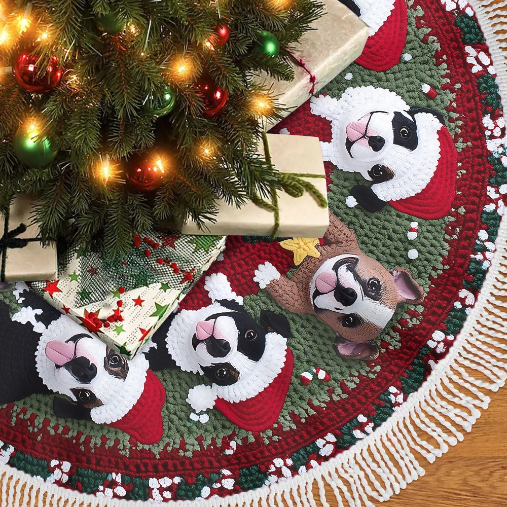 Merry Woofmass Cute Pitbull - Dog Tree Skirt