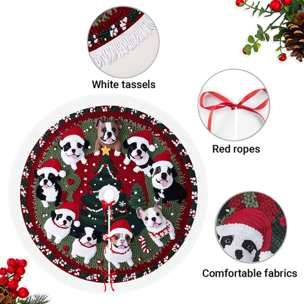 Merry Woofmass Cute Pitbull - Dog Tree Skirt