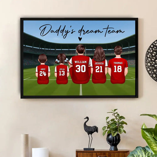 Dad’s Dream Team Socer Print – Personalized Stadium Scene Gift for Sports-Loving Fathers