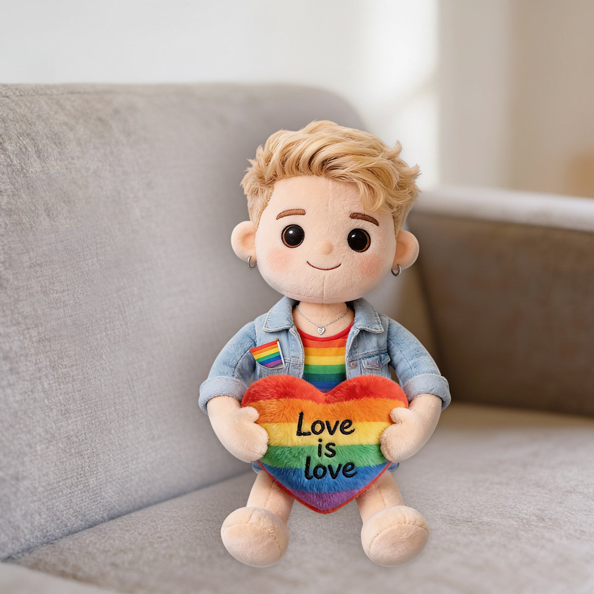 Custom Any Photo, Love Is Love - Personalized LGBT Support Premium Faux Fur Pillow