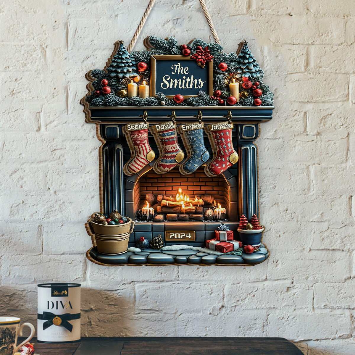 Merry Christmas - Personalized Family 2 Layered Wood Sign / Wood Plaque