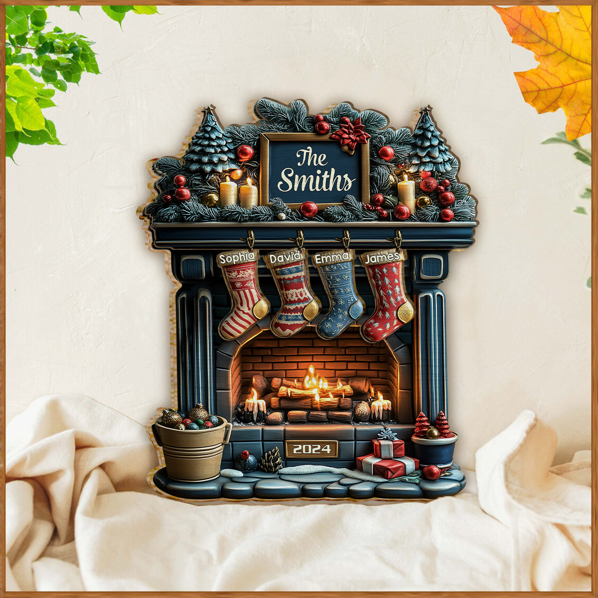 Merry Christmas - Personalized Family 2 Layered Wood Sign / Wood Plaque