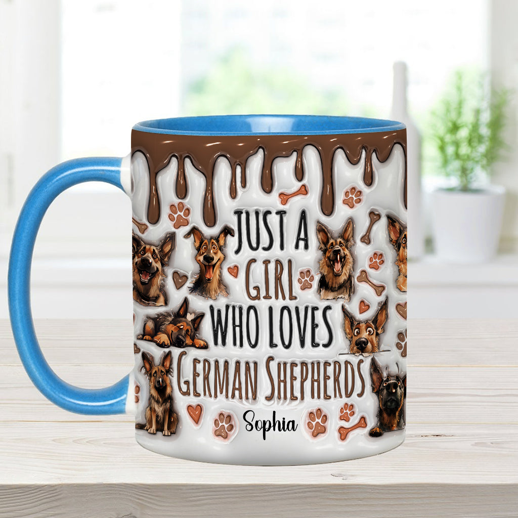 Just A Girl Who Loves German Shepherds - Personalized German Shepherd Dog Accent Mug