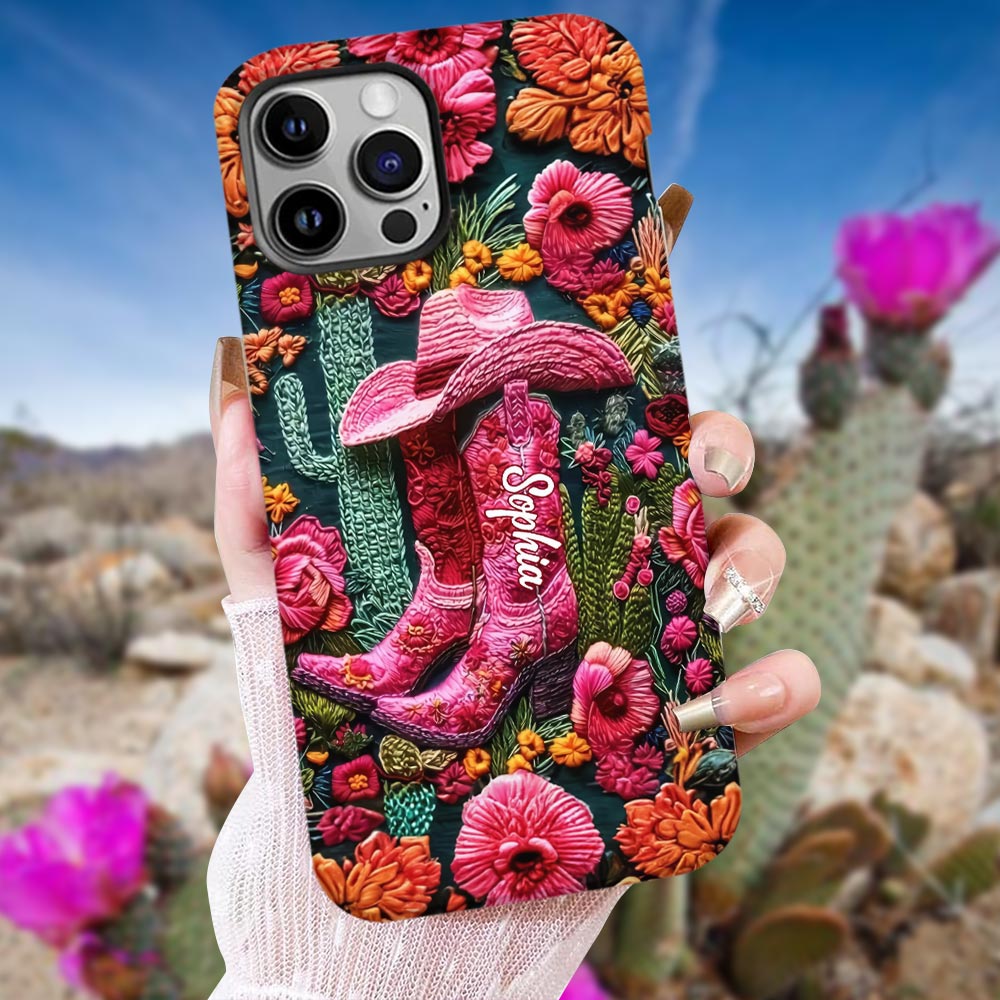 Pink Cowgirl - Personalized Country Girl Full Print Phone Case