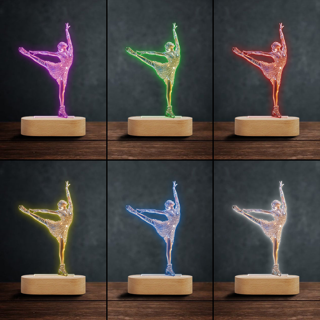 Sparkling Ice Skater - Personalized Ice Skating Shaped Plaque Light Base