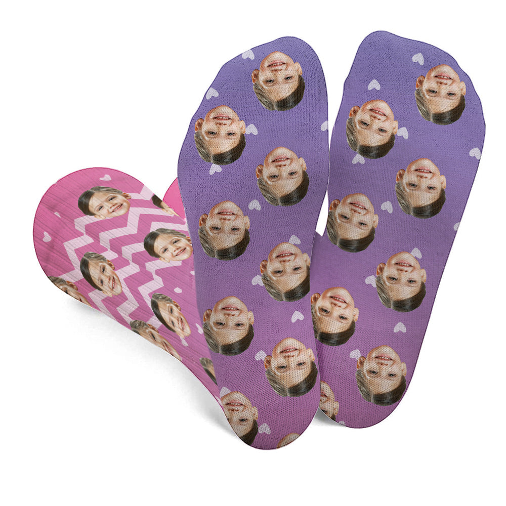 Custom Face Purple Pattern - Personalized granddaughter Socks