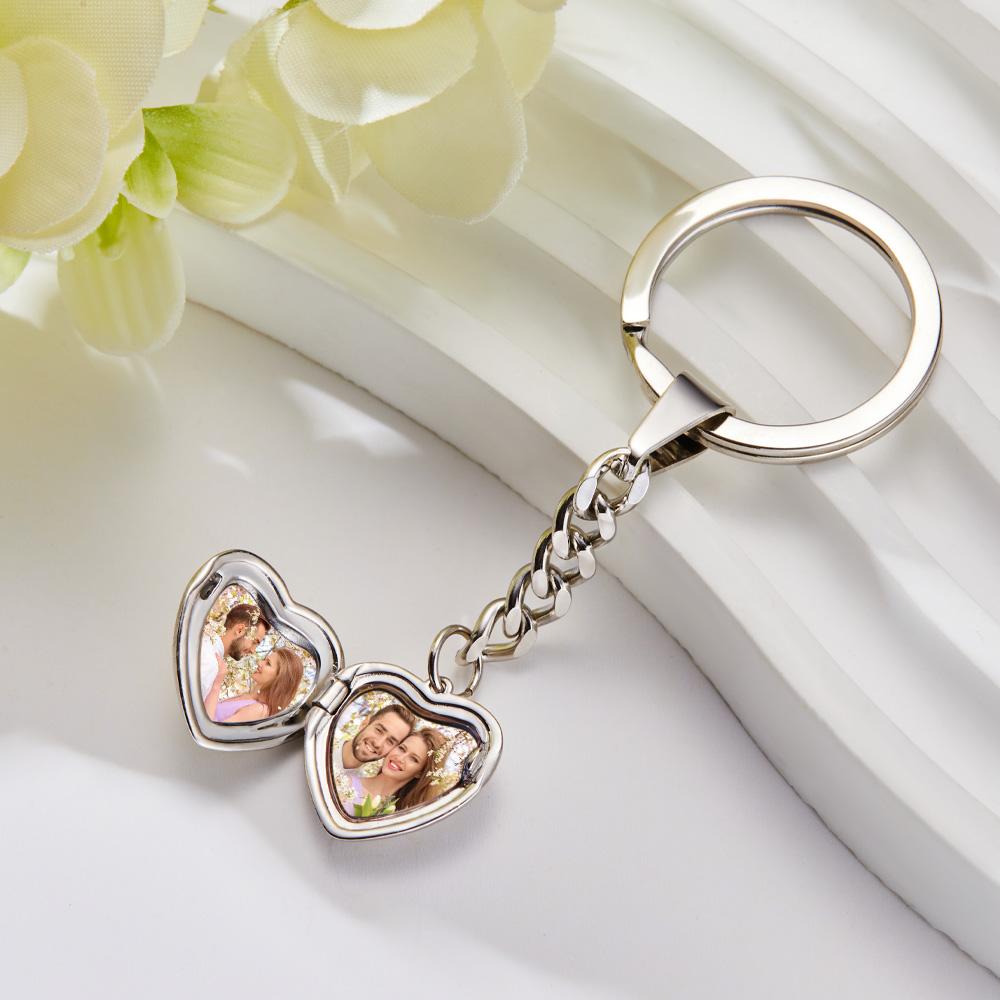 Heart Locket - Personalized Couple Heart Shape Locket Keychain