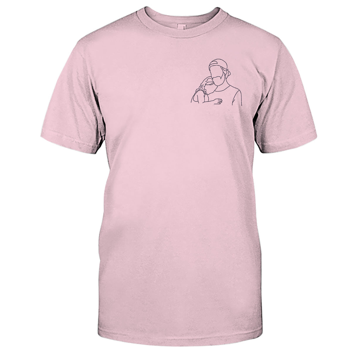 Custom Line Art - Personalized Father Embroidered T-shirt