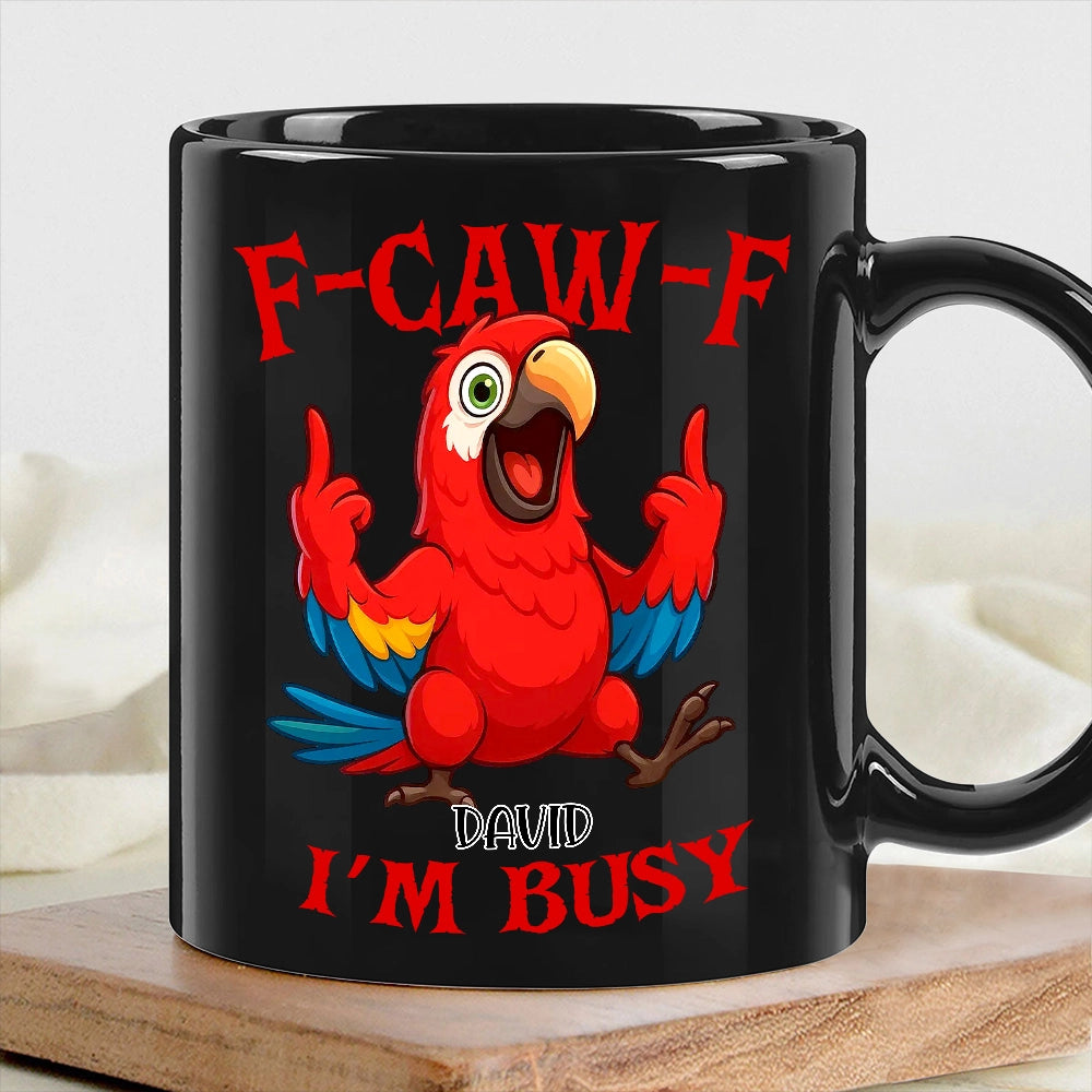 Funny Mug with Angry Chicken Cartoon, Customizable Coffee Mug, 'I'm Busy' Humor, Unique Gift for Coworkers & Friends
