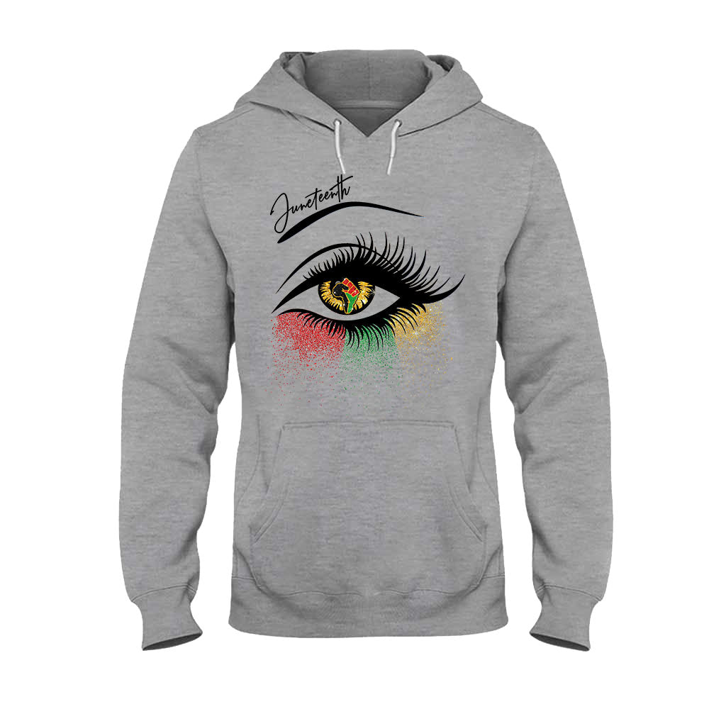 Juneteenth - African American T-shirt and Hoodie With Faux Glitter Print 112021