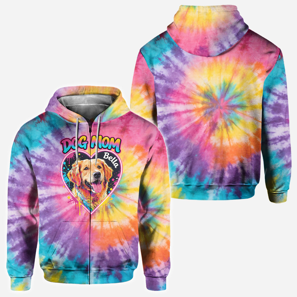 Custom Tie Dye Shirt For Dog Mom/ Dog Dad/ Cat Mom... - Personalized Dog All Over Shirt