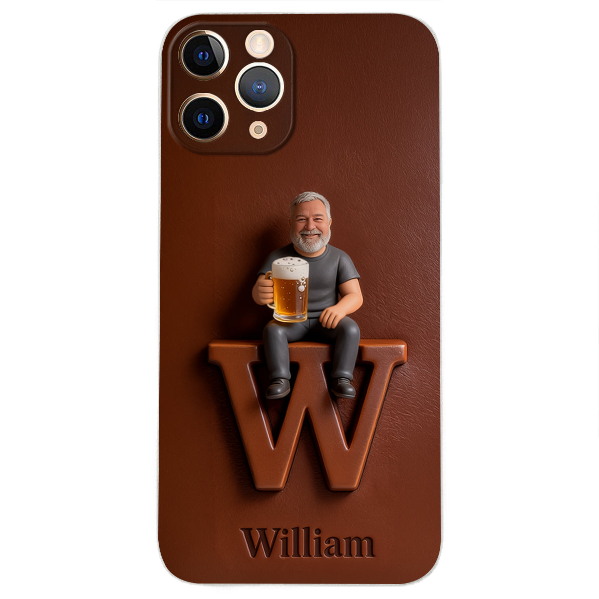 Custom Any Photo - Personalized Beer 3D Embossed Leather Phone Case