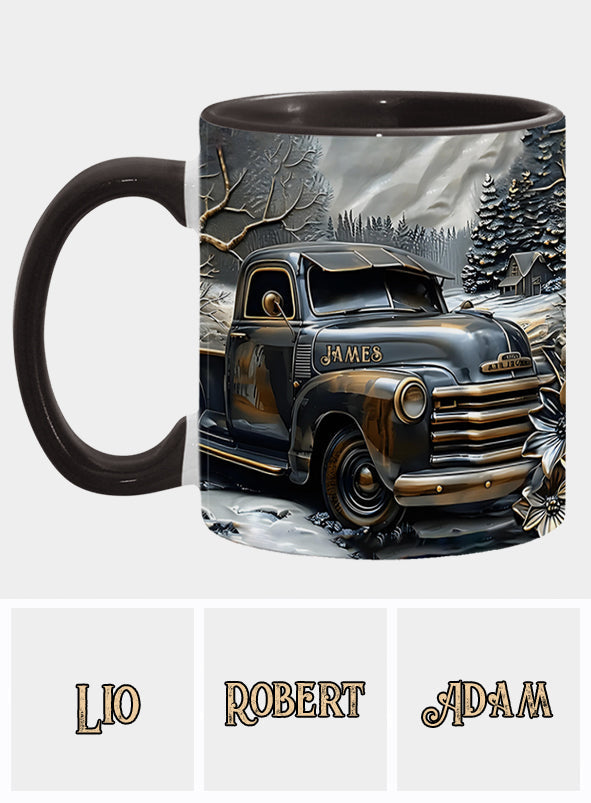 Never Underestimate An Old Man With A Truck - Personalized Trucker Accent Mug