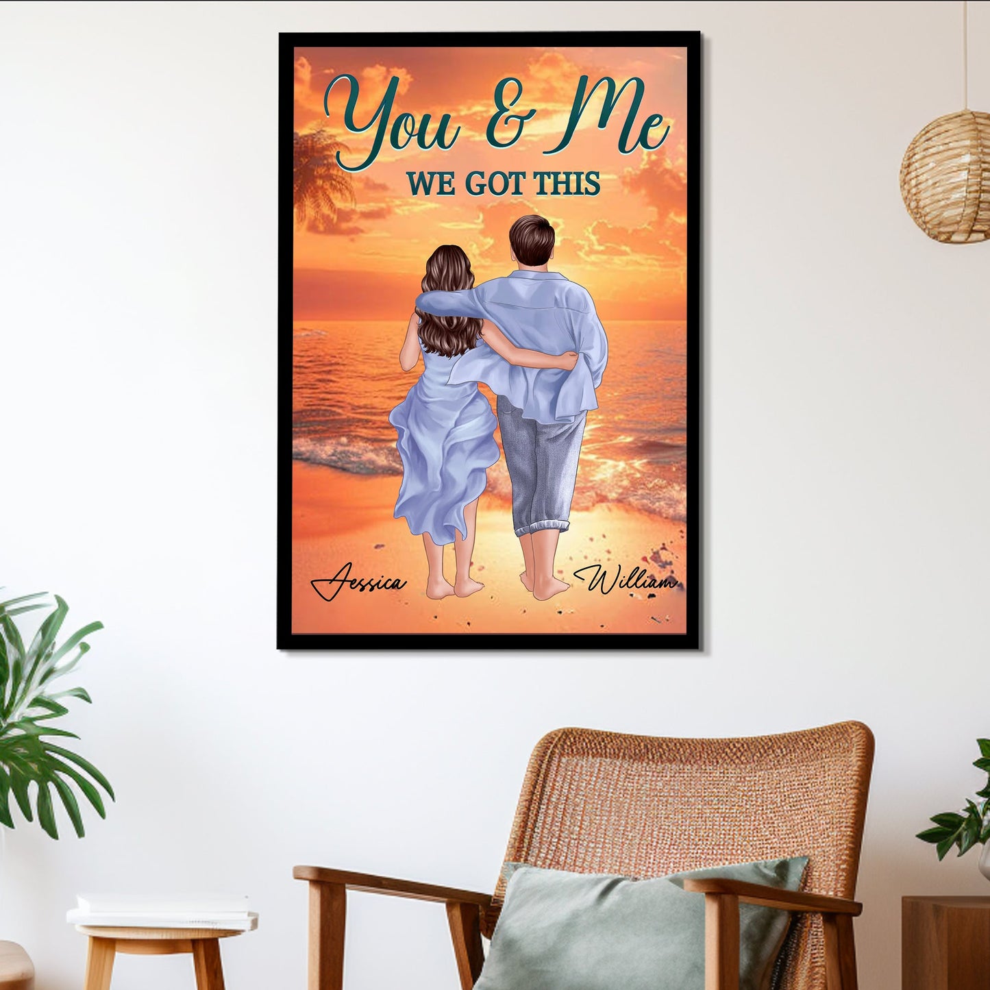 "You & Me, We Got This" Themed Valentine's Day Gift with Beach Background, Perfect for Wall Decor and Desk Items, Supports All Categories