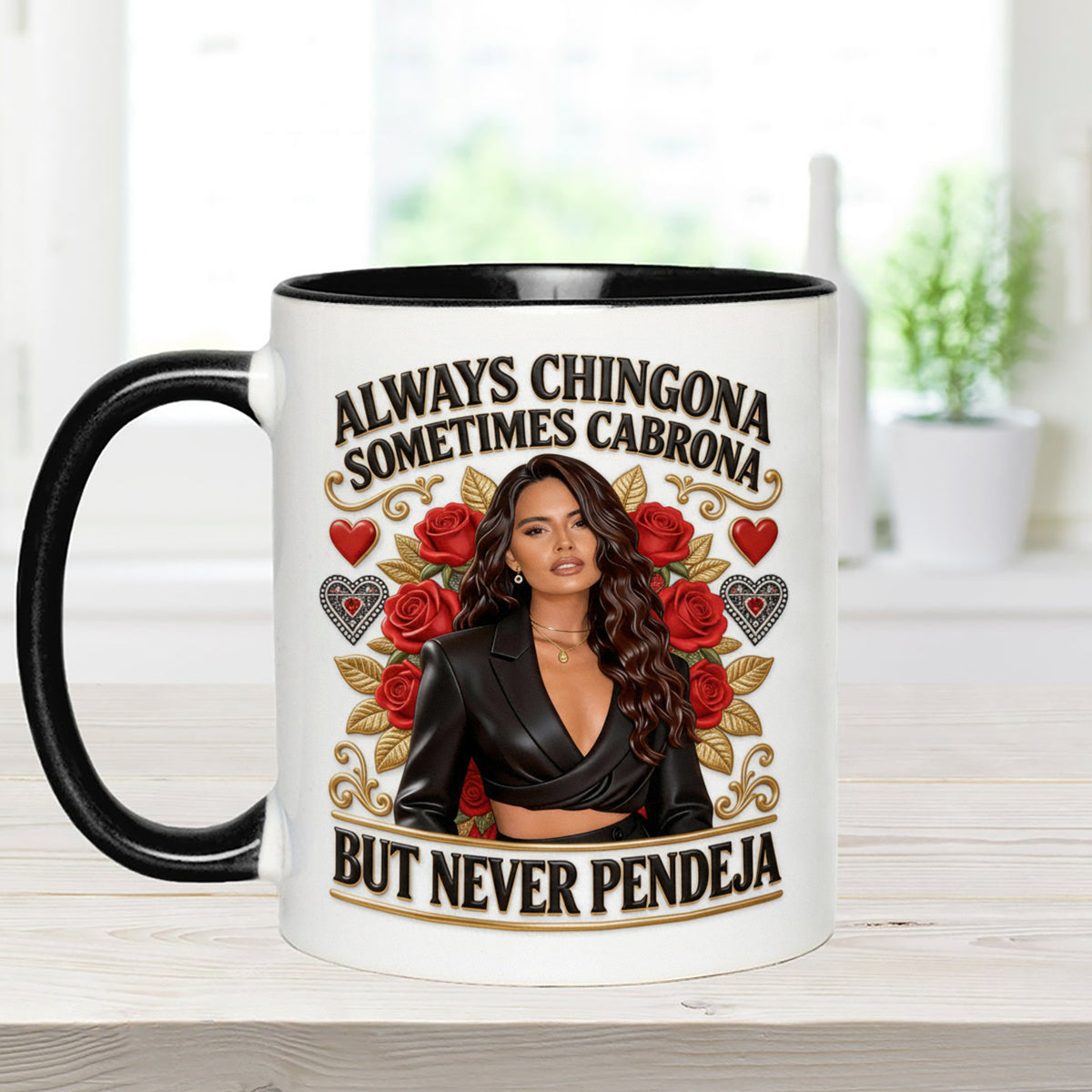 Latina Vibes, Always Chingona - Personalized Latina Women Set Accent Mug with Acrylic Stirrers