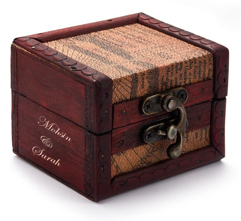 Custom Text - Personalized Wooden Vintage Mini Storage Box