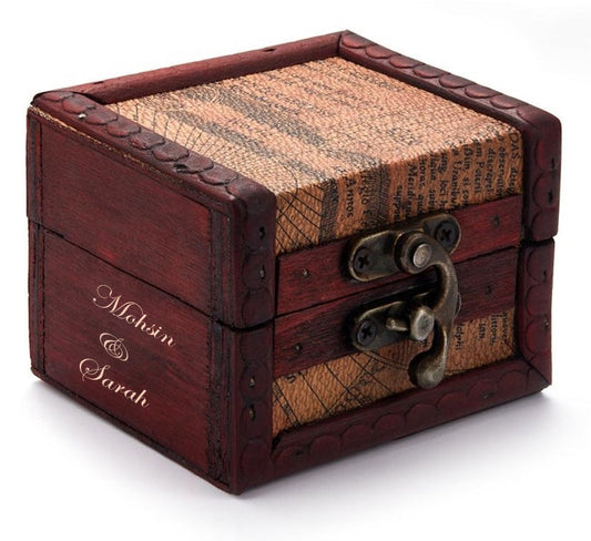 Custom Text - Personalized Wooden Vintage Mini Storage Box